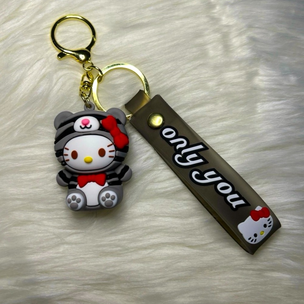 New Hello Kitty Keychain/Wristlet in Striped Tigger Suit